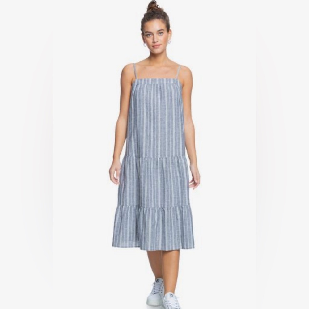 Roxy Golden Allure Tiered Midi Dress